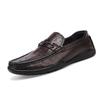 Zapatos Casuales para Hombre de Cuero de Vaca de Primera Capa, Mocasines de Moda para Hombre con Piel Genuina Grabada, Slip-On, Suela Suave