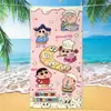 Toalha de banho de secagem rápida infantil de grandes dimensões Giz de cera Pequena nova toalha de praia Microfibra Velo de dupla face Toalha de praia com impressão digital