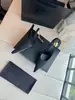 Tendência transfronteiriça YS couro genuíno metal irregular salto alto bico fino costas abertas sapatos de salto único slim versátil sandálias finas de salto para senhoras