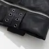 Chaqueta de Cuero Acolchada con Capucha y Cremallera con Correa Extraíble Chaqueta de Algodón para Hombre Sentido de Diseño Punk Personalidad de Nicho Cuero PU