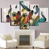 Moderno Simples Cinco Elos Abstrato Cor Pena Pintura a Spray Criativo Decoração de Parede de Fundo de Sofá Pintura Suspensa Pintura a Óleo