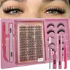 Kit de Extensão de Cílios Postiços, Densa, Adequado para Iniciantes DIY GATO, Conjunto Misto 8-18MM com Cola e Pinça, Inclui Par Misto, Estilo Natural Denso