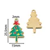 Pingente de Aço Inoxidável Desenho Papai Noel com Design de Gotejamento de Óleo, Pulseira DIY Feita à Mão, Colar, Chaveiro, Enfeite Pendente, Acessório