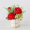 Ins Set de Flores Artificiales Nórdicas Jarrón de Hierro Forjado Flor de Rosa Planta Artificial en Maceta Decoración para el Hogar Maceta de Flores Falsas