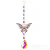Atrapasoles de Cristal con Diamantes, Libélula Roja, Mariposa Colorida Adorno Colgante para Coche DIY, Carrillón de Viento Arcoíris para Jardín Exterior, Suministro Transfronterizo