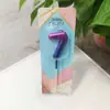 Decoración de Vela con Degradado Morado-Azul Cielo Estrellado Galáctico Estilo Ins Números de Pastel para Fiesta de Cumpleaños 0-9 Degradado Cielo Estrellado