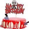 Topo de Bolo de Aniversário com Tema de Terror de Halloween com Temas de Filmes de Terror Têm Topos de Bolo de Aniversário de Matar