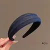 Faixa de Cabelo Jeans de Tecido Vintage com Borda Larga e Textura, Acessório de Cabelo Moderno e de Alta Qualidade
