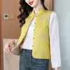 Jaqueta Colete Jacquard Reversível de Alta Qualidade para Mulheres de Meia-Idade, Nova Coleção de Primavera Estilo Chinês Retrô Colete Superior