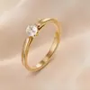 Anillo de Acero Inoxidable 304 con Circonita Microincrustada de Nuevo Estilo y Diseño de Moda para Mujer, Anillo de Diamante de Pareja de Gama Alta de Nicho Estilo Ins