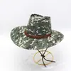 Chapéu de Palha Masculino de Verão para Pesca ao Ar Livre Aba Reta Sombreamento Protetor Solar Praia Litoral Chapéu Cowboy Ocidental Chapéu de Sol