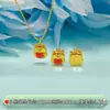 Colgante de Oso en Forma de Corazón de Plata Pura 999 Oso de Azúcar Rojo Spacer Flor de Albaricoque Queso Pulsera de Dibujos Animados Accesorios para Collar