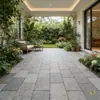 Adesivo de piso para azulejo de laje de imitação de couro azul pedra piso de renovação de piso retrô área de plantas verdes de jardim piso de plástico PVC autoadesivo