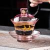 Fabricante Dai Tazón Cubierto con Lámina de Oro Rosa Gran Capacidad Vidrio de Cristal Japonés Resistente al Calor Tazón de Té Espeso Hecho a Mano de Xizang Juego de Té