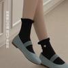 Calcetines de Mujer Primavera y Verano Calcetines con Encaje de Boca de Burbuja Calcetines de Rizo de Algodón Puro Calcetines Blancos Bordados con Amor Estilo Dulce Estilo Coreano para Mujer