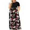 2026 Colección Primavera/Verano Nueva de Amazon Plataforma Independiente Europeo y Americano Timu Transfronterizo Talla Grande Vestido Largo Floral de Cuello Redondo para Mujer