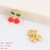 Acessórios de cabelo diy liga banho óleo pingado Cereja Vermelha Cereja Rosa pingente acessórios de joias ouro fosco