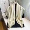 Lenço de Seda Estampado Simples Feminino Novo 2022 Lenço Quadrado Grande 90cm Seda Sarja Vintage Xale Versátil Lenço de Cabeça para Viagem Protetor Solar
