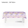 Suministros de decoración de cumpleaños para niños con temática de castillo morado transfronterizos, platos de papel para fiestas, servilletas de papel, vasos de papel, mantel desechable