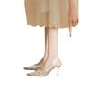 Zapatos de Tacón Alto Plateados para Mujer con Tacón Fino, Nuevo Estilo Verano 2026, Perfectos para Combinar con Vestidos, con Punta Fina, Elegantes y Deslumbrantes, con una Sola Correa y Diseño de Punta Cerrada