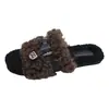 Sandalias de peluche tipo Chanel de moda para mujer, colección otoño/invierno 2026, con suela gruesa, que aumentan la altura, cómodas de llevar, con detalles de hebilla y forro interior cálido de algodón