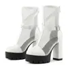 Botas de mujer de talla grande con cremallera de comercio exterior, sandalias de tacón alto para mujer de verano, puntera cerrada de color liso, suela gruesa, antideslizantes, tacón cuadrado, estilo europeo y americano