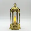 Festival de Mediados de Otoño Pequeño Regalo Linterna de Viento Hexagonal Decoración con Vela Electrónica Decoración de Ventana Linterna de Viento LED Retro Luz de Vela