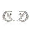 Aretes de Alas de Ángel en Forma de Luna de Exportación Europea y Americana Dulces Invierno Navidad Guardián Aretes de Angelito