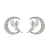 Pendientes Europeos y Americanos de Comercio Exterior con Forma de Luna y Alas de Ángel Pendientes Dulces de Invierno Navideños de Ángel Guardián Accesorios para Orejas