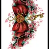 Tatuagem de braço de flor grande meio braço fábrica atacado beleza cor simulação flor europeia e americana braço fornecimento especial transfronteiriço