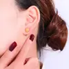 Brincos de Aço Inoxidável Minimalistas de Personalidade de Luxo Leve Estilo Francês para Mulheres, Não Desbotam, Brincos de Aço de Titânio Girassol Ouro 18K de Alta Qualidade