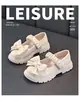 Sapatos de Couro com Laço para Meninas 2026 Verão Novo Moda Calçados Mary Jane Infantis Sapatos de Princesa Elegantes com Solado Macio para Meninas