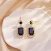 Pendientes Moda Transfronteriza Retro Cuadrados de Botón Accesorios Joyería de Lujo Ligero Cobre Chapado en Oro para Mujer