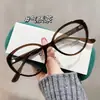 Óculos Lisos Estilo Retrô Europeu e Americano com Armação Preta Olho de Gato para Mulheres com Apoios Nasais 3D, Ultraleves, Adequados para Lentes de Grau, Valorizam Rostos Quadrados e Redondos