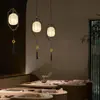 [Transfronteiriço] Pequenos Lustres Estéticos para Decoração de Casa, Luminárias Pendentes Estilo Song Zen para Sala de Jantar e Cabeceira, Iluminação de Chá para Balcão de Bar Novo Estilo Chinês