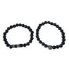 Venta caliente transfronteriza nueva 8 mm piedra negra esmerilada cabeza de leopardo dorada antigua plata cabeza de león pulsera elástica para hombres y mujeres venta al por mayor