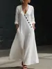 Outono e Inverno 2026 Nova Roupa Feminina Europeia e Americana Cruzamento de Fronteira Amazon Site Independente Férias Casual Vestido Longo com Decote V para Mulheres