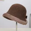 Chapéu Balde de Moda Elegante e Versátil para Outono/Inverno 2026 com Borda de Pelúcia, Laço e Decoração de Fenda nas Costas
