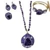 Conjunto de quatro peças de pedra ametista Terno de joias de ametista natural Ponto de argila feito à mão francês Proteção de cor de diamante recursos transfronteiriços