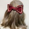 A174 Grampo de Cabelo Cruzado Veludo Dourado Preto Laço Grande Feminino Popular Rabo de Cavalo Acessórios de Cabelo de Pelúcia Moda Presilha de Primavera