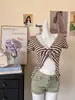 Camiseta de Manga Larga Falsa de Dos Piezas con Encaje Empalmado Estilo Chica Caliente para Mujer Otoño Ajustada Sexy Versátil con Rayas