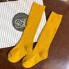 Calcetines altos retro japoneses para otoño e invierno, calcetines nuevos para niños, color liso, raya vertical, calcetines de felpa, medias para niños, venta al por mayor