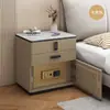 Nueva mesita de noche inteligente antirrobo para dormitorio, no requiere instalación, mueble de noche de madera maciza para uso doméstico, gabinete de almacenamiento multifuncional, seguro