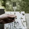 Juego de Cuchillo y Tenedor para Bistec de Acero Inoxidable 18/10 con Diseño de Nudo de Bambú, Cuchillo, Tenedor y Cuchara con Relieve Retro, Vajilla Occidental de Hotel y Restaurante de Alta Gama