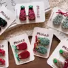 Novos Prendedores de Cabelo Tipo Bico de Pato Coloridos de Natal (Vinho e Verde) para Meninas, Estilo Pai e Filho, Prendedores Geométricos Feitos à Mão