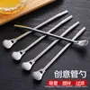 Acero inoxidable 304 filtro pajita cuchara protección ambiental tubo para bebidas no desechable té de leche bebida fría pajita gruesa cuchara mezcladora