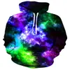 Sudadera con capucha y manga larga holgada con estampado digital 3D de estrella cósmica para hombre, estilo europeo y americano, con comercio exterior transfronterizo