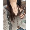 Cárdigan de punto de cuello halter con cuello en V de dos piezas falsas, deseo puro, para mujer, estilo retro coreano de primavera y otoño, entallado, adelgazante, temperamento, top de chica hot