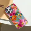 Nova Pintura a Óleo Floral Capa de Celular Fosca para iPhone17Pm Apple 18Promax Super Bonita Capa Protetora Anti-Queda
