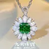 Collar de plata de ley S925 con colgante de diamantes de alto carbono y color jade para mujer, cadena de clavícula, nuevo diseño 2025